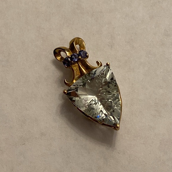 10k yellow gold, 5.43 Ct total weight Prasiolite slide pendant - Picture 3 of 16